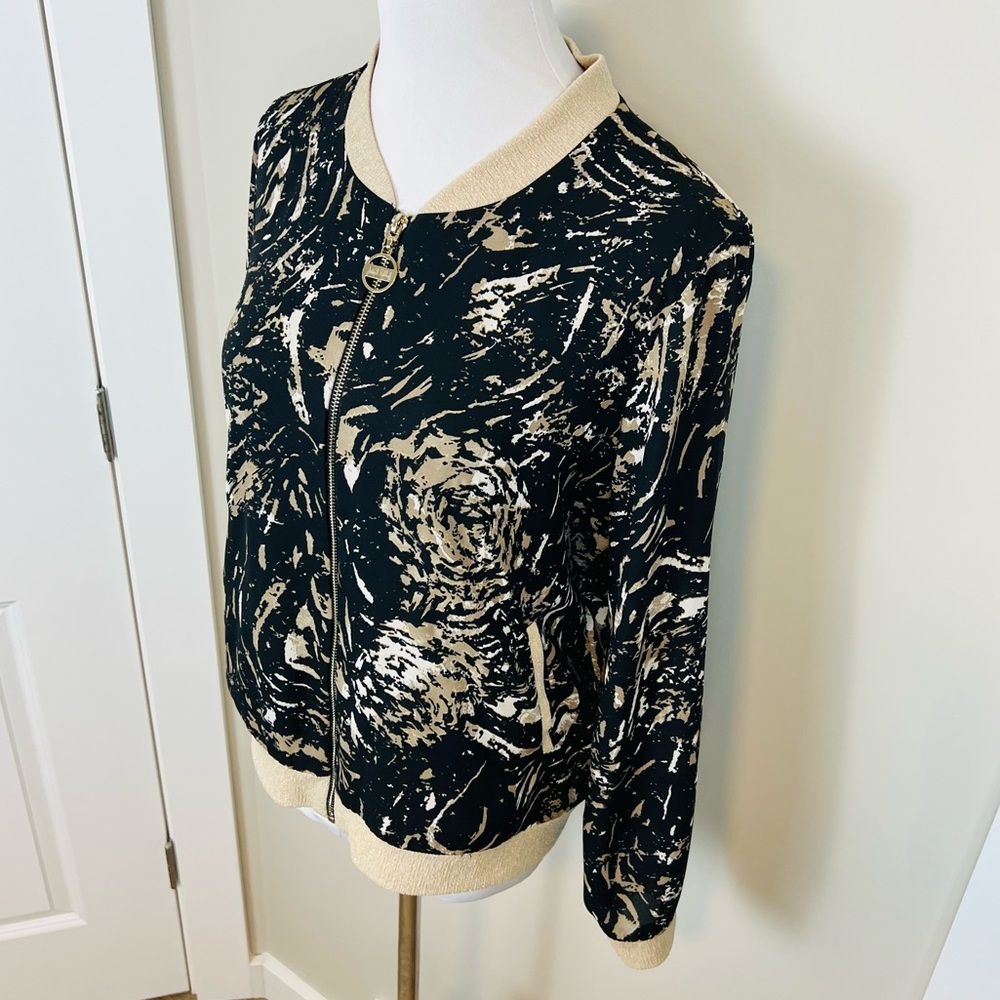 Joseph Ribkoff Black and Cream Bomber Jacket - Picture 2 of 6